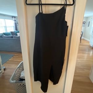 Lulus Asymmetrical Neck Black Midi
